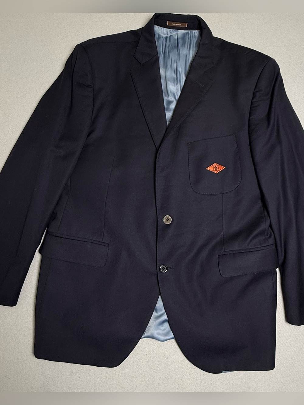 Peter Millar Blazer Sport Coat 44 R Blue Solid Wool Casual Golf Indian Creek